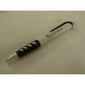 Black Rubber Grip White Barrel Click Ballpoint Pen